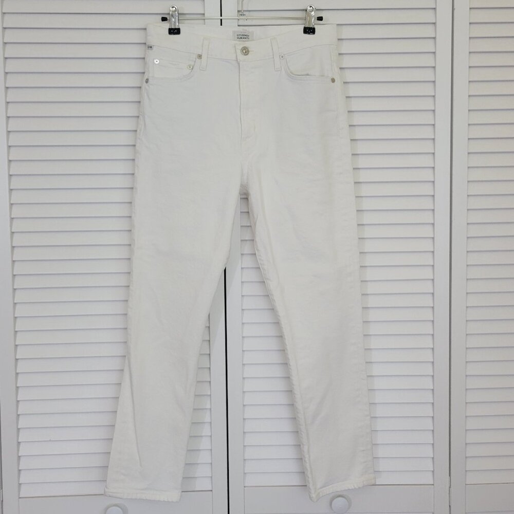 COH Olivia High Rise Button Fly Slim Ankle Jean in White Wash